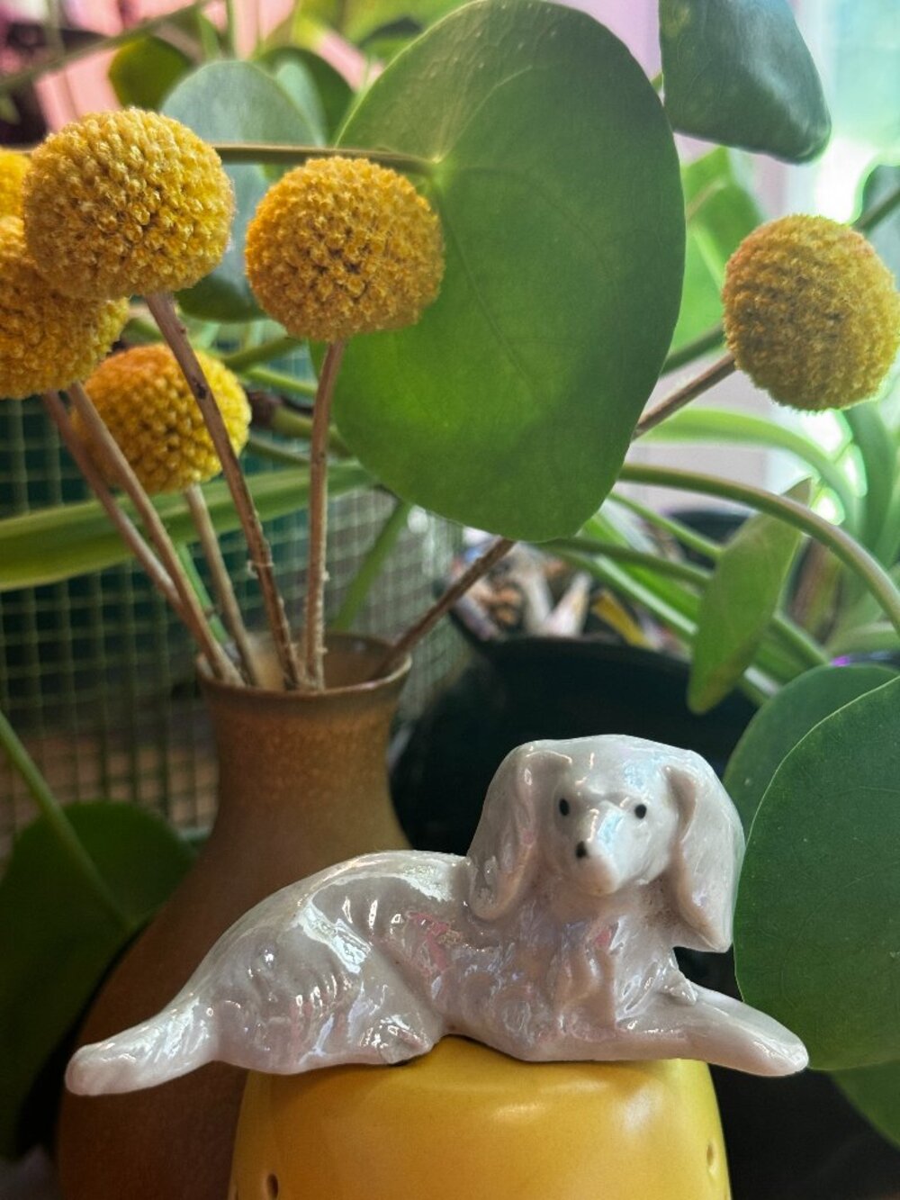 Lustreware Cavalier Spaniel Petite Dog Figurine, Vintage Japan Circa 1950s